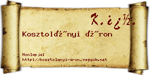 Kosztolányi Áron névjegykártya